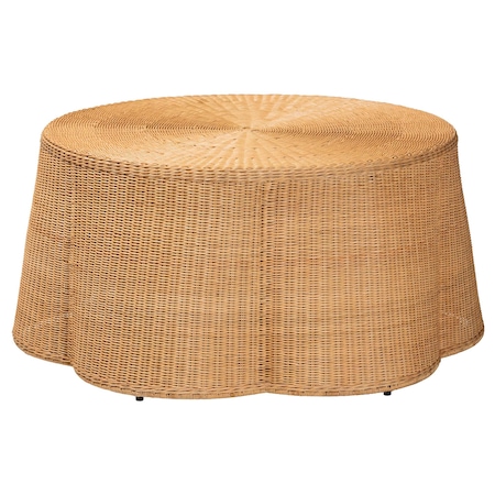 Bali & Pari Palm Bohemian Honey Scallop Rattan Coffee Table 244-13635-ZORO